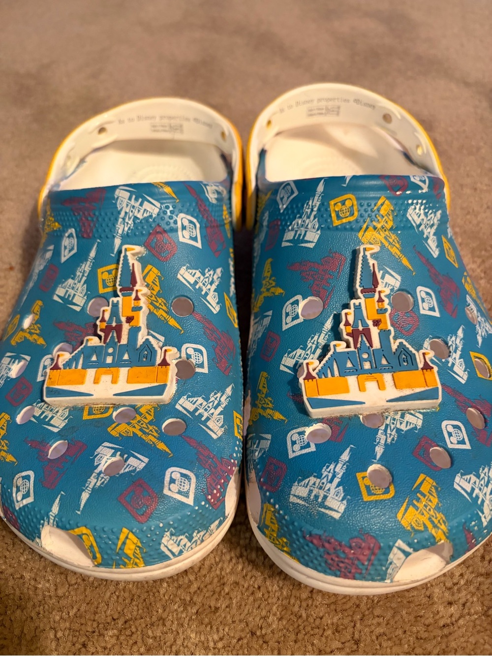 CROCS Disney Castle-Print Clog in Blue and Yellow